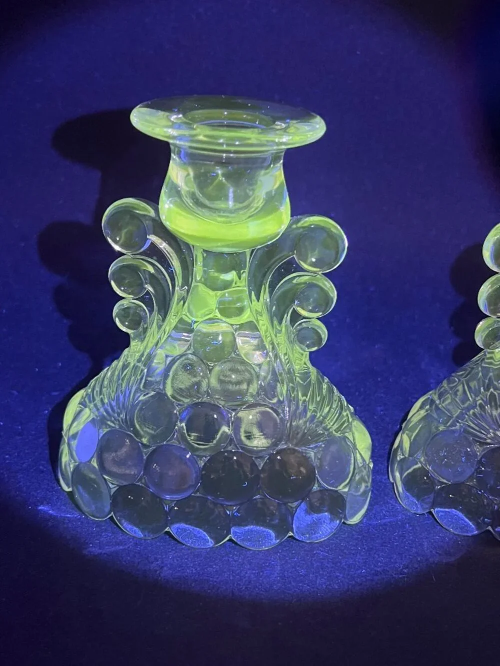 Vtg Pair Westmoreland Thousand Eye Bubble Glass Reversible Candle Holder Vase